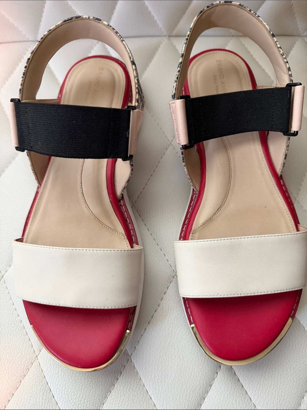 Cole Haan Colorblock Sandals in Cream, Black & Red